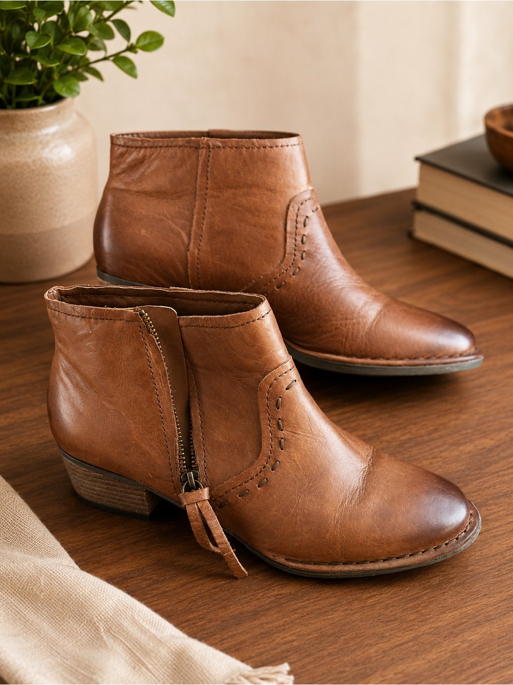 Gianni Bini Brown Leather Chukka Ankle Boots